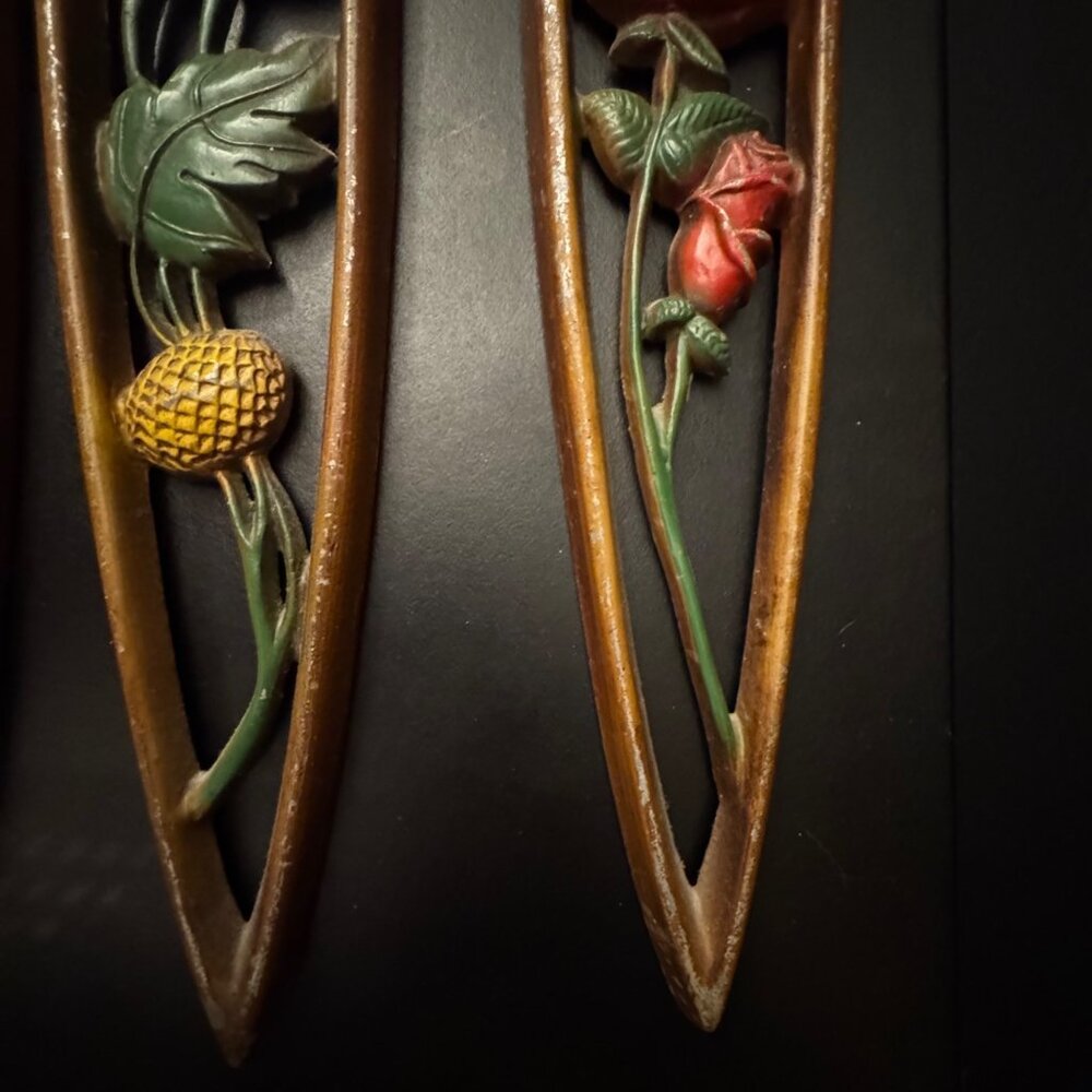 Set of 4 Vintage Sexton MCM Metal 4 Seasons Floral Wall Hanging Decor 27" Long - Picture 5 of 16